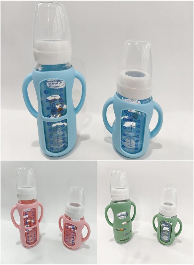 Frezonika 3 Pack Silicone Sleeves Compatible with Dr Brown Wide-Neck Glass Baby Bottles 5 OZ, Anti Breakage Silicone Handles Compatible with Dr. Brown's Glass Bottles for Babies (Pink, 5 OZ) - Image 3